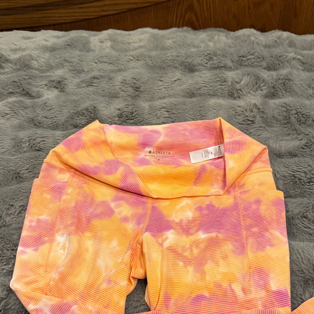 Athleta ladies Vibrant Tie-Dye Leggings - Orange and Pink